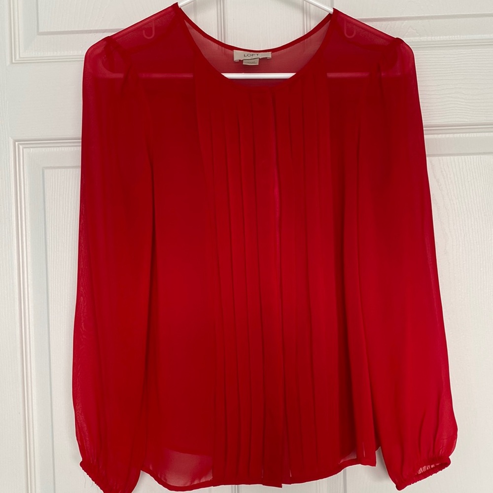 Sultry Red Chiffon top by Loft